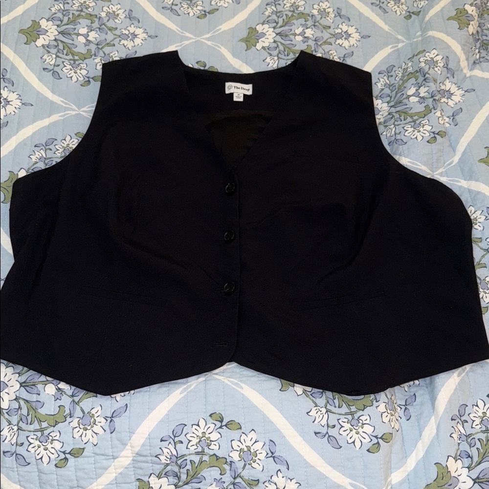 The Drop Black Button-Up Vest